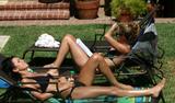 Lauren Conrad and Audrina Patridge BFF's poolside in bikinis