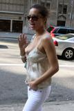 Adriana Lima shows cleavage and pokies in low-cut top walking out and about in Midtown Manhattan